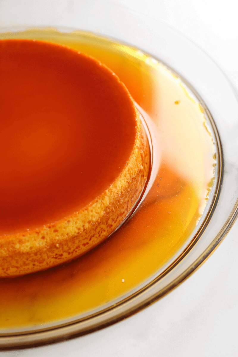Cape Verdean pudim with caramel syrup