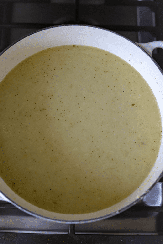 caldo verde base of pureéd potatoes and water