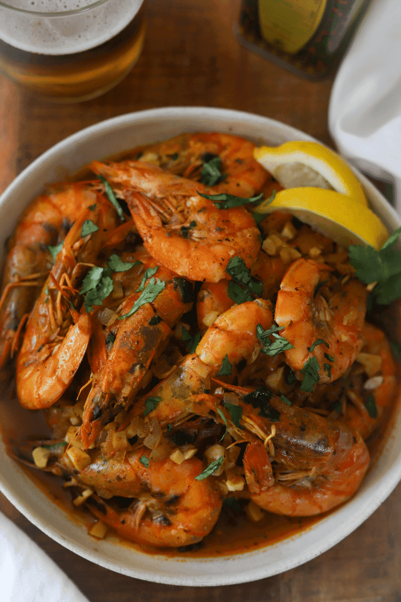 bowl of shrimp mozambique