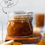 pinterest graphic showing jar of homemade papaya jam