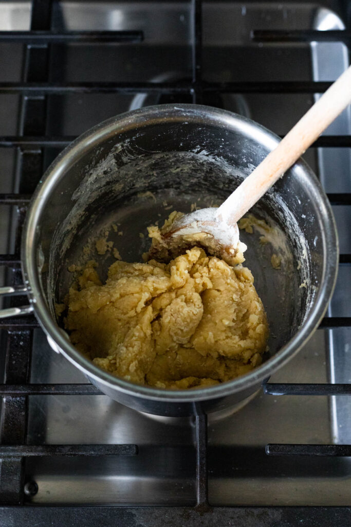 choux pastry dough on stovetop for churros