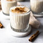 close up featured image of horchata in a glass