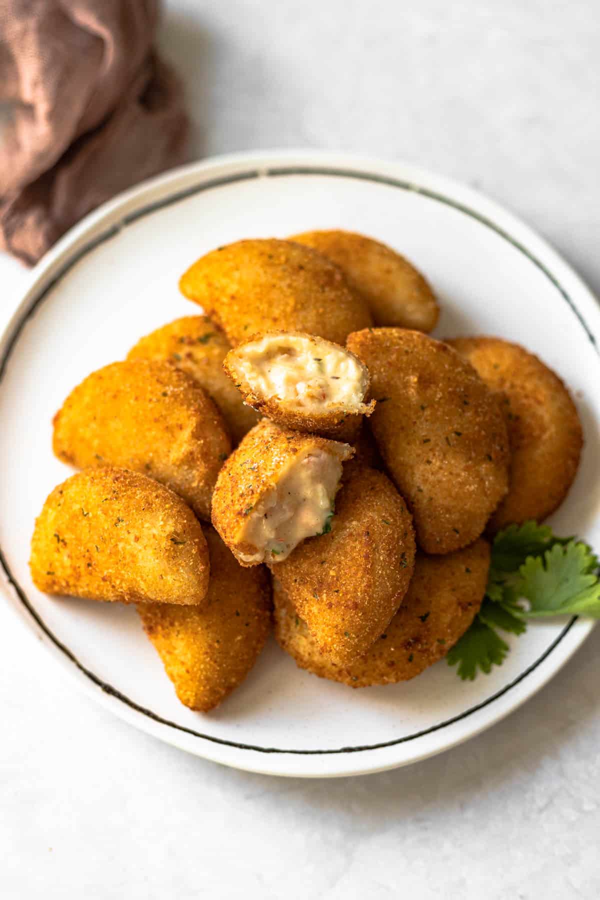 rissois with shrimp filling on a white plate