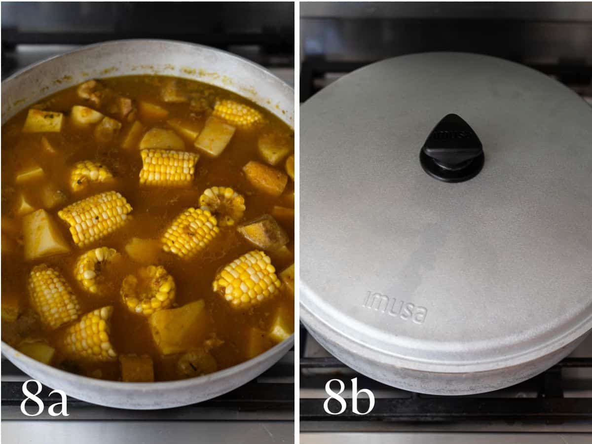 Recipe step showing the reader what the finished sancocho shoud look like.