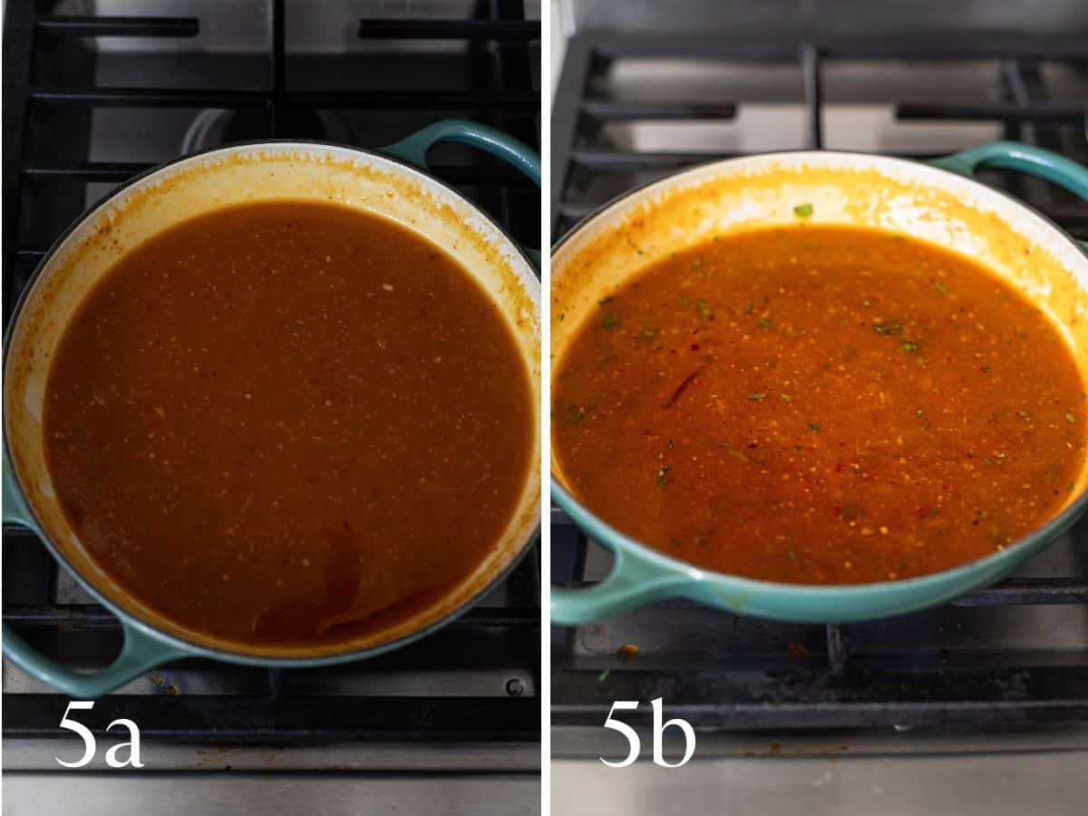 mozambique sauce on stovetop.